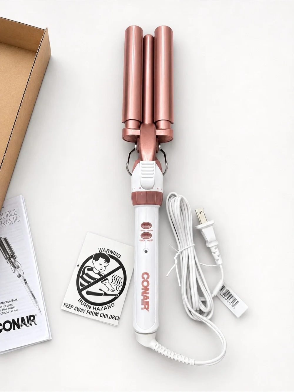 Conair Double Ceramic Triple Barrel Hair Waver Rose Gold NWT